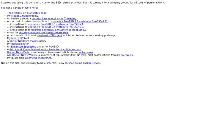 Screenshot of daemonology.net