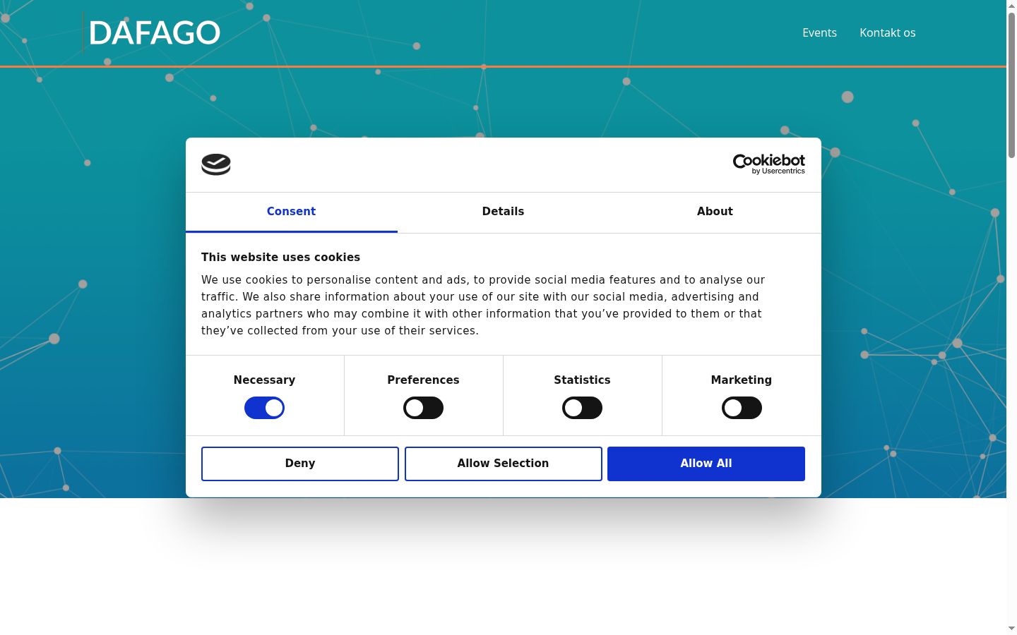 Screenshot of the consent banner shown before any interaction