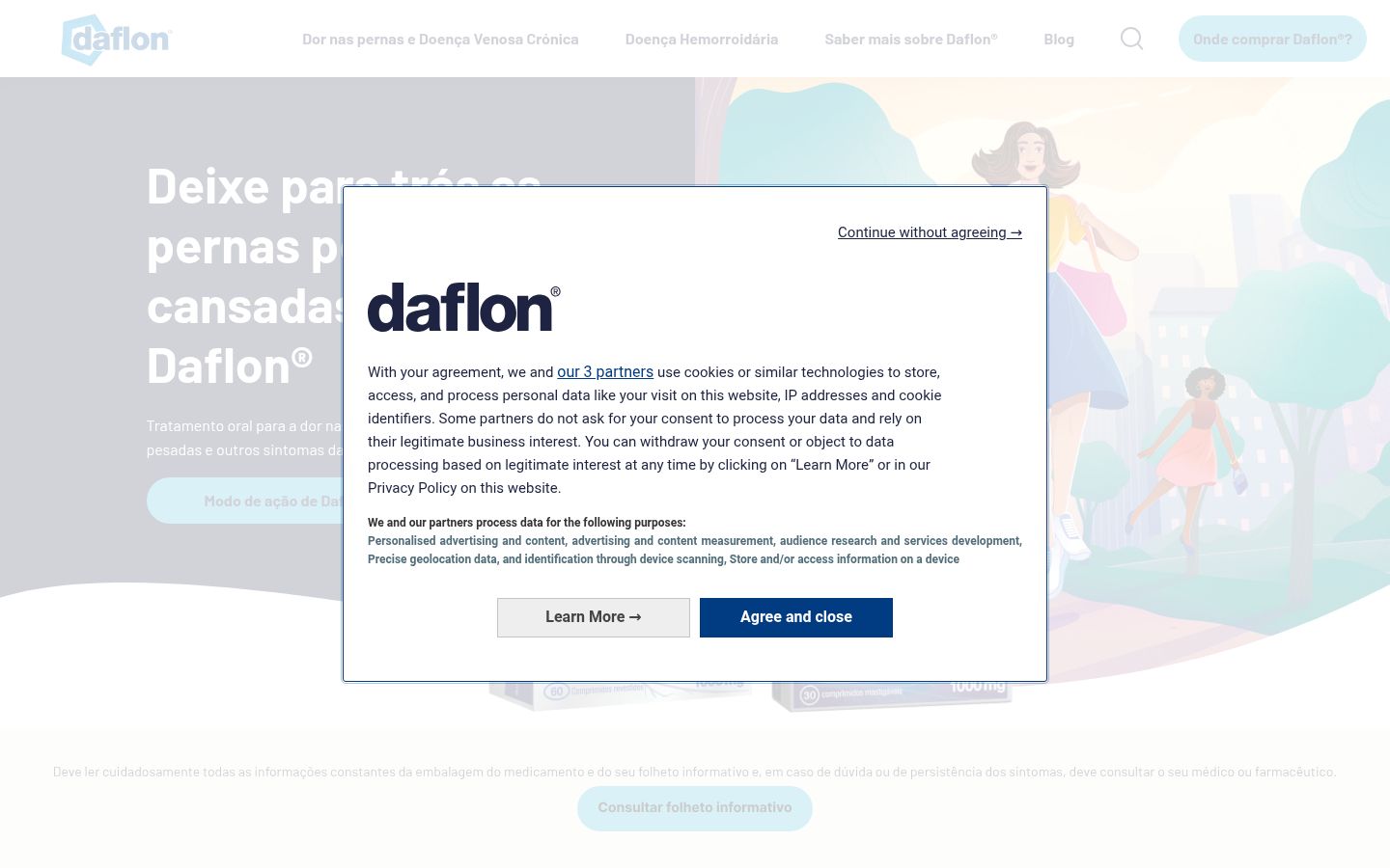 Screenshot of the consent banner shown before any interaction