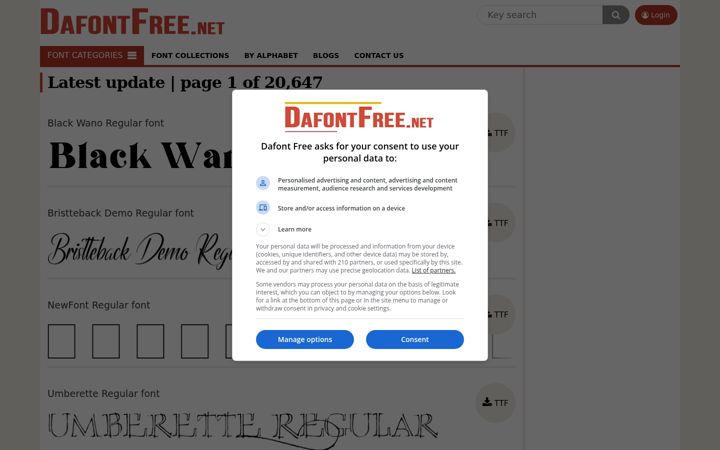 Screenshot of dafontfree.net