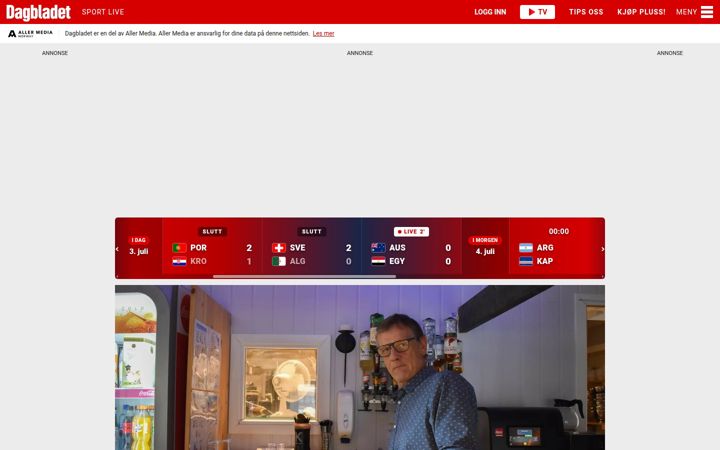 Screenshot stránky dagbladet.no