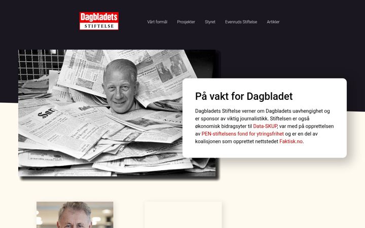 Ekrano kopija dagbladetstiftelsen.no