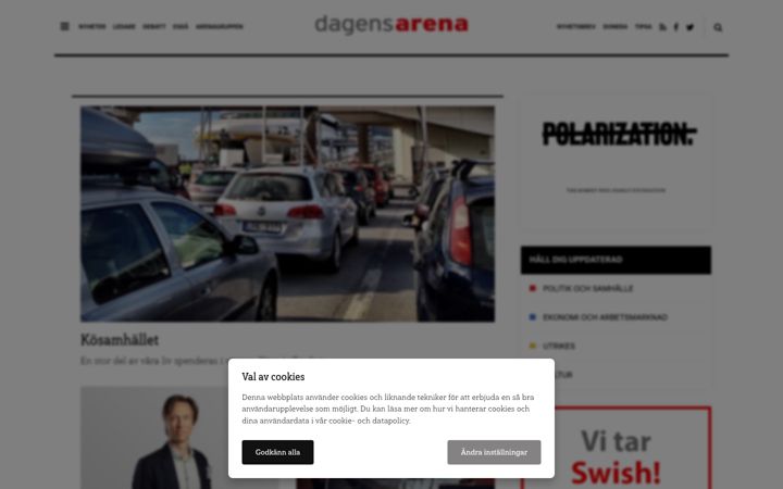 Screenshot of dagensarena.se