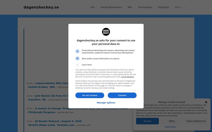 Capture d'écran de dagenshockey.se