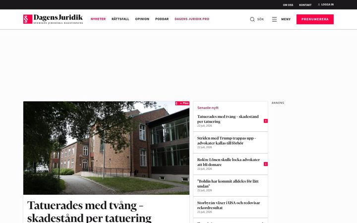 Screenshot of dagensjuridik.se