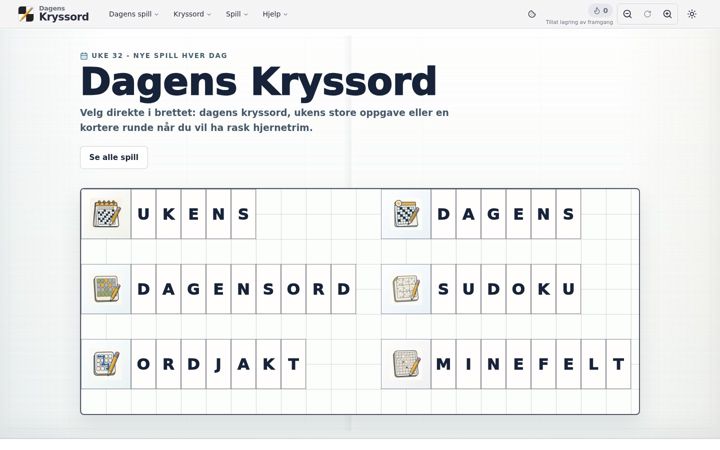 Screenshot of dagenskryssord.net