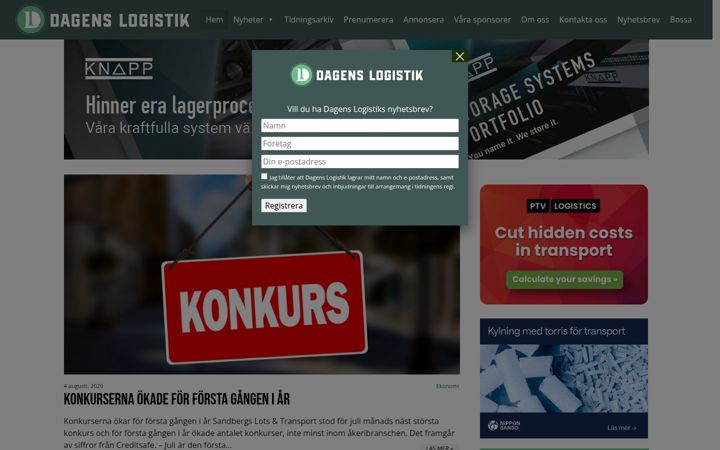 Capture d'écran de dagenslogistik.se