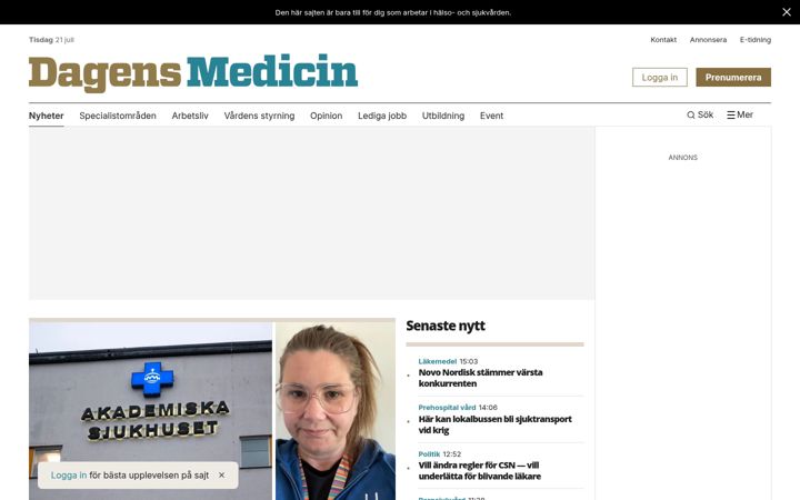 Screenshot of dagensmedicin.se
