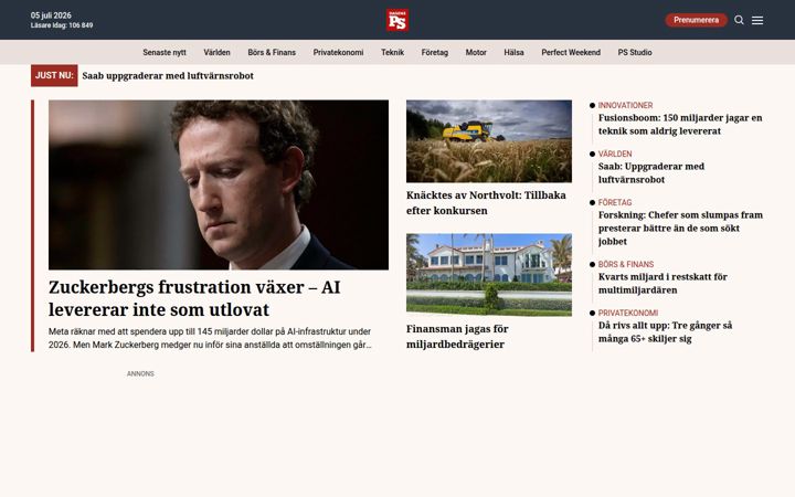 Screenshot of dagensps.se