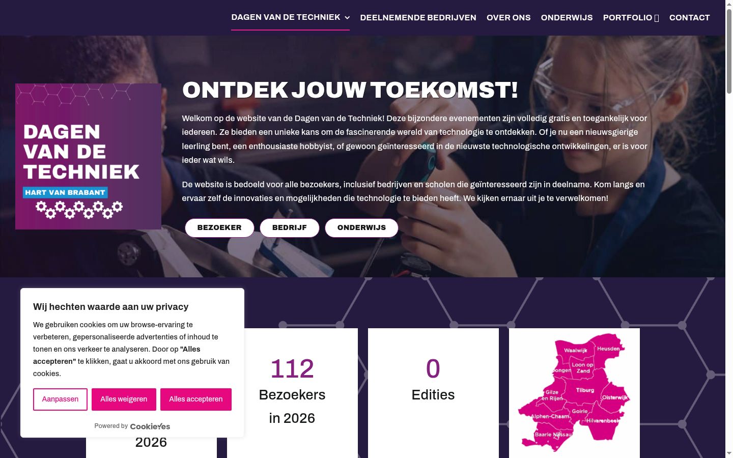 Screenshot van de toestemmingsbanner zoals getoond vóór enige interactie