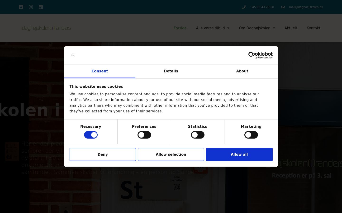 Capture d'écran de la bannière de consentement affichée avant toute interaction