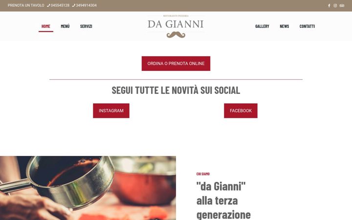 Kuvakaappaus sivustosta dagiannipizzeria.it