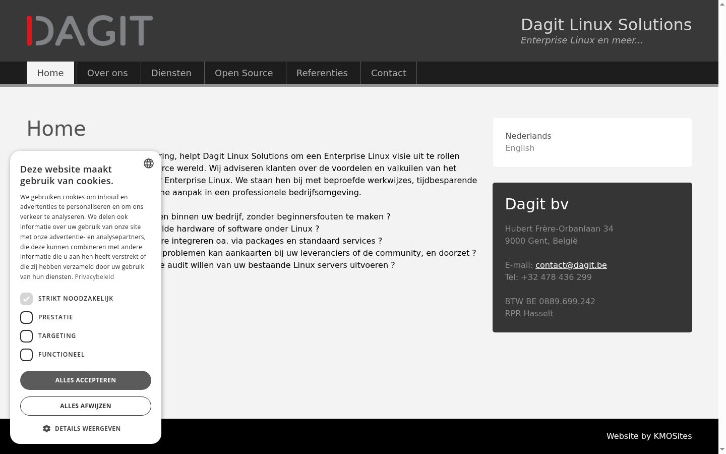 Screenshot van de toestemmingsbanner zoals getoond vóór enige interactie