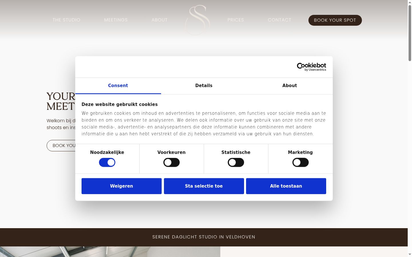 Screenshot del banner di consenso mostrato prima di qualsiasi interazione