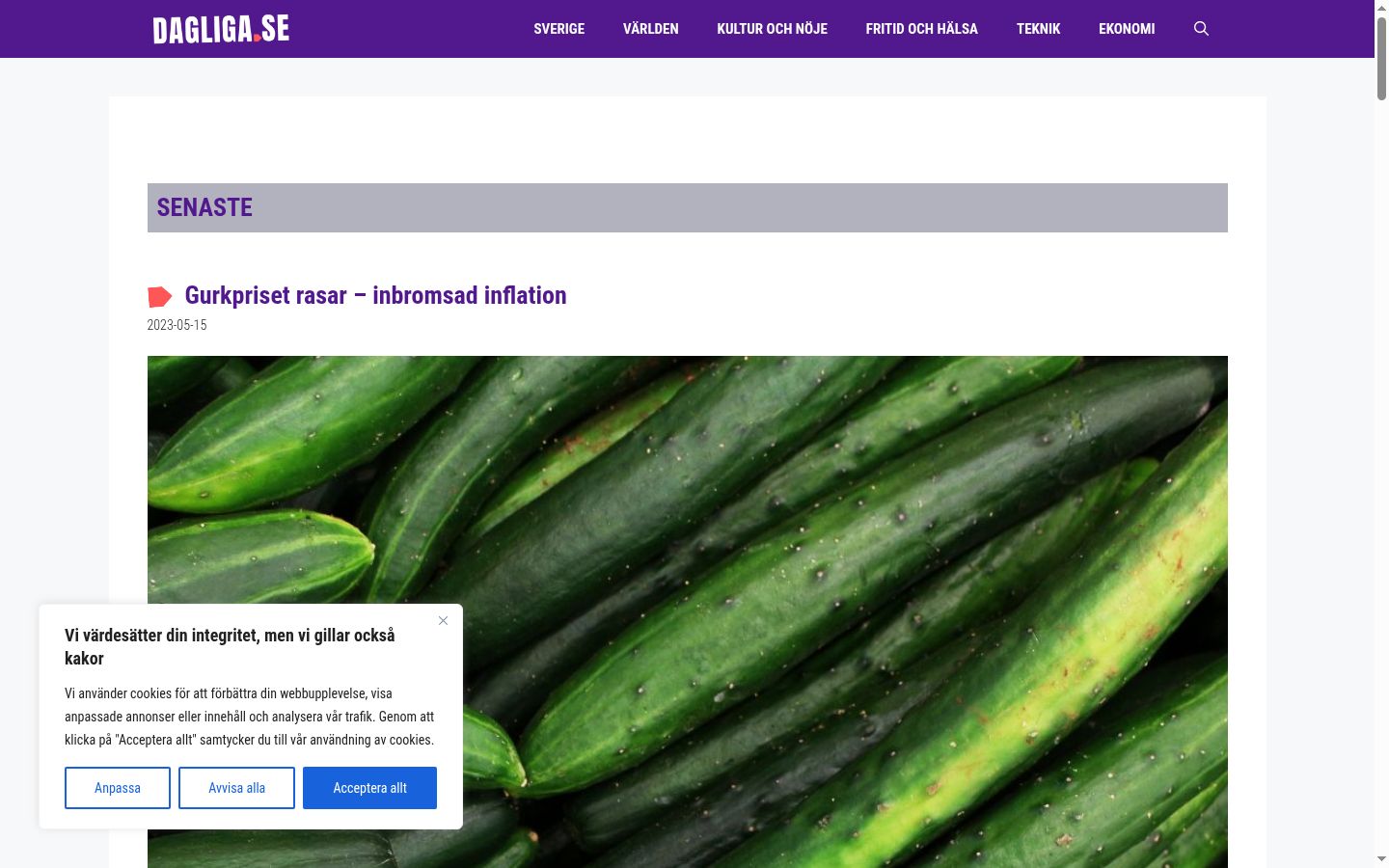 Screenshot del banner di consenso mostrato prima di qualsiasi interazione