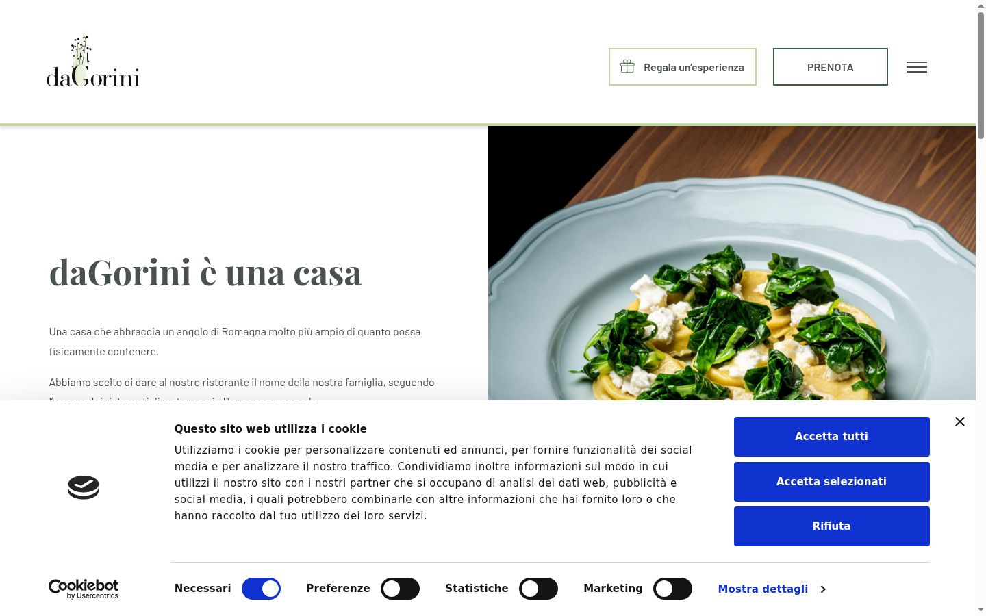 Screenshot del banner di consenso mostrato prima di qualsiasi interazione