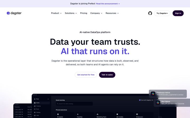 Screenshot of dagster.io