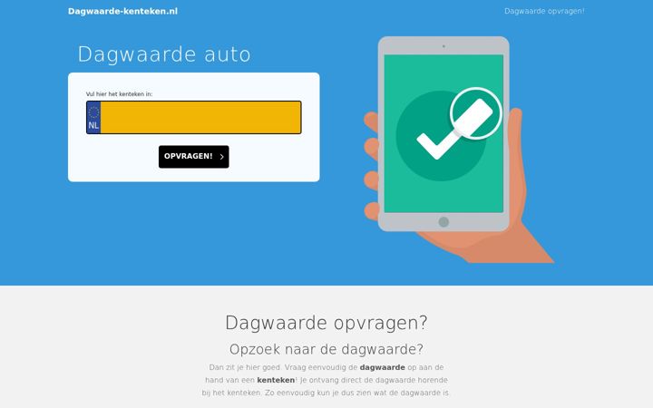Skjermbilde av dagwaarde-kenteken.nl