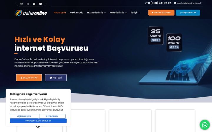 Ekrānuzņēmums no dahaonline.com.tr