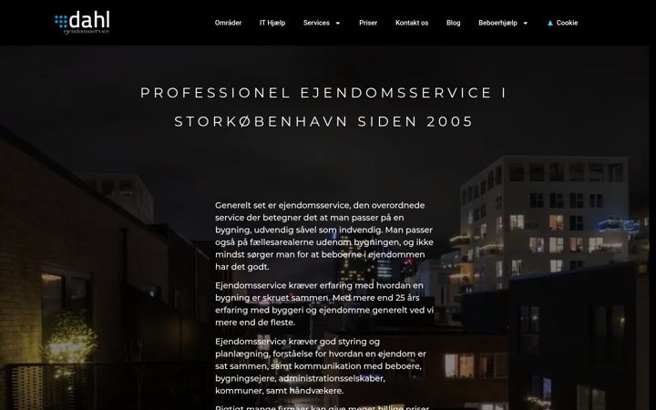 Snímek obrazovky dahl-ejendomsservice.dk