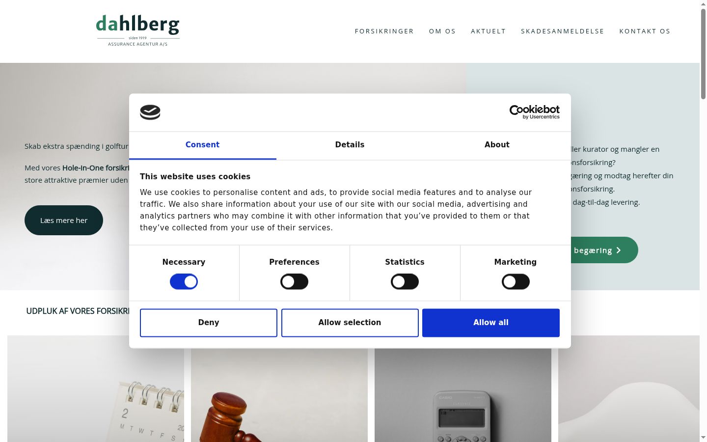 Screenshot del banner di consenso mostrato prima di qualsiasi interazione