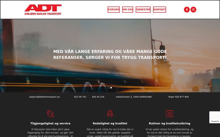 Screenshot of dahlentransport.no