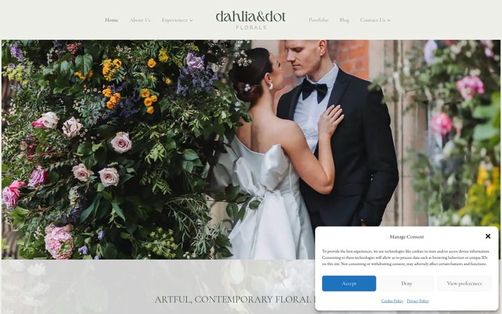 Skjermbilde av dahliaanddotflorals.co.uk