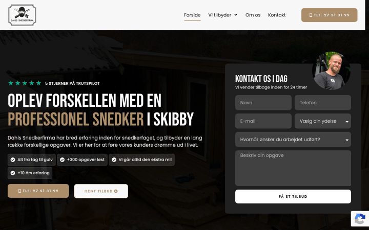 Snímek obrazovky dahlssnedkerfirma.dk