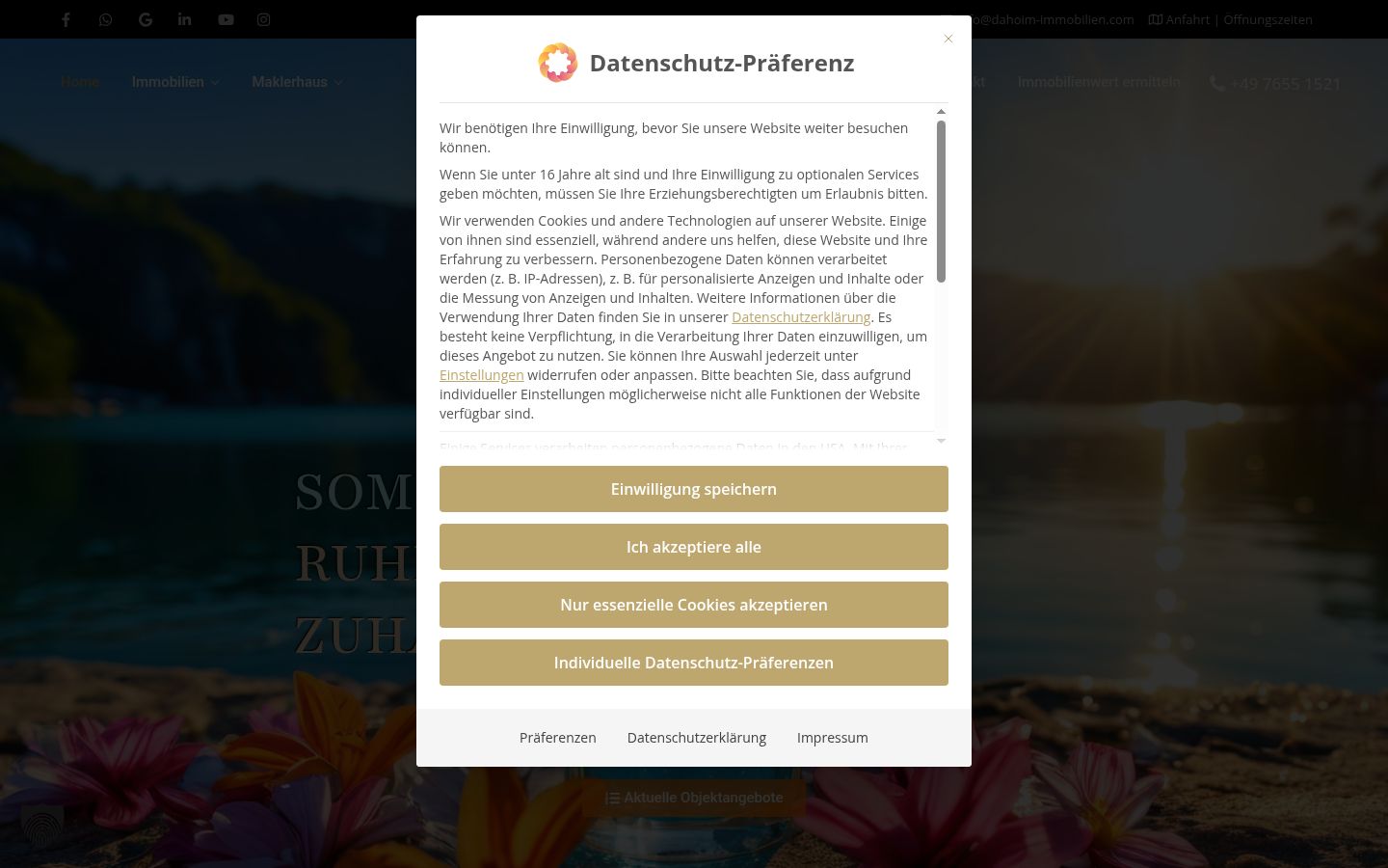 Screenshot of the consent banner shown before any interaction