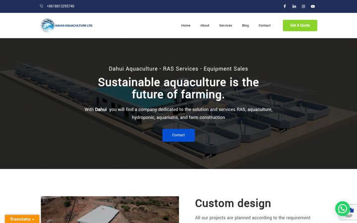 Screenshot of dahuiaquaculture.com