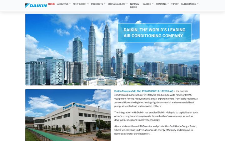 Screenshot of daikinmalaysia.com