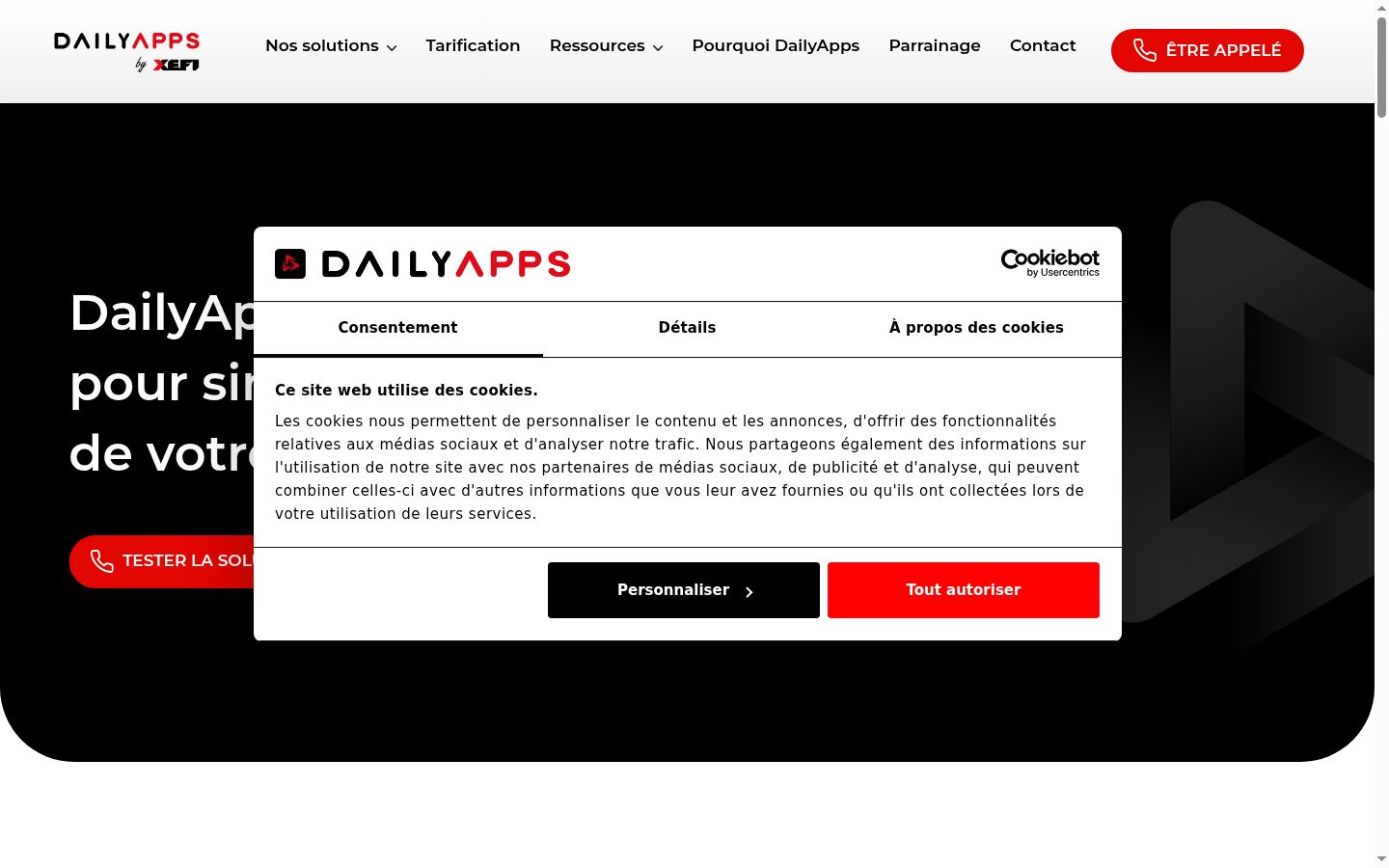 Screenshot del banner di consenso mostrato prima di qualsiasi interazione