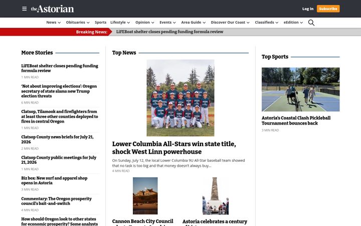 Screenshot of dailyastorian.com