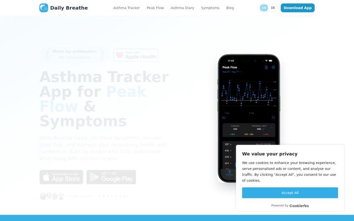 Screenshot of dailybreathe.org