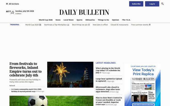 Screenshot of dailybulletin.com