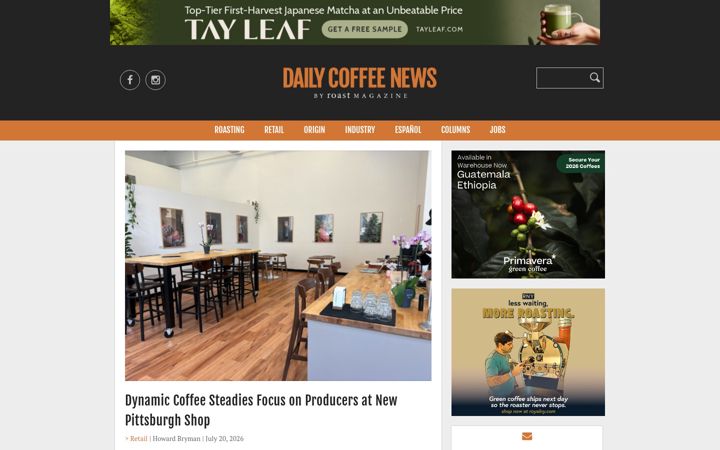 Screenshot of dailycoffeenews.com