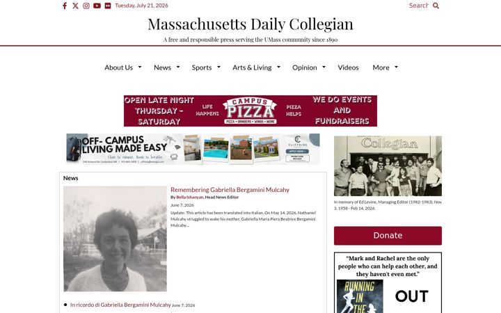 Screenshot of dailycollegian.com