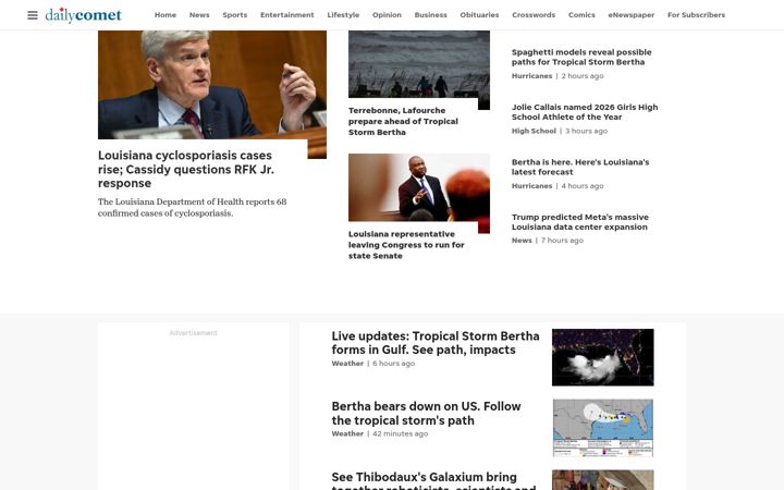 Captură de ecran a dailycomet.com