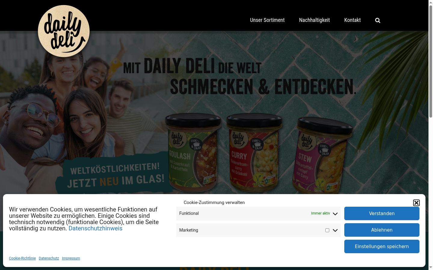 Screenshot del banner di consenso mostrato prima di qualsiasi interazione