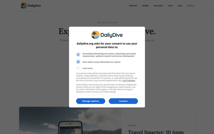 Screenshot of dailydive.org