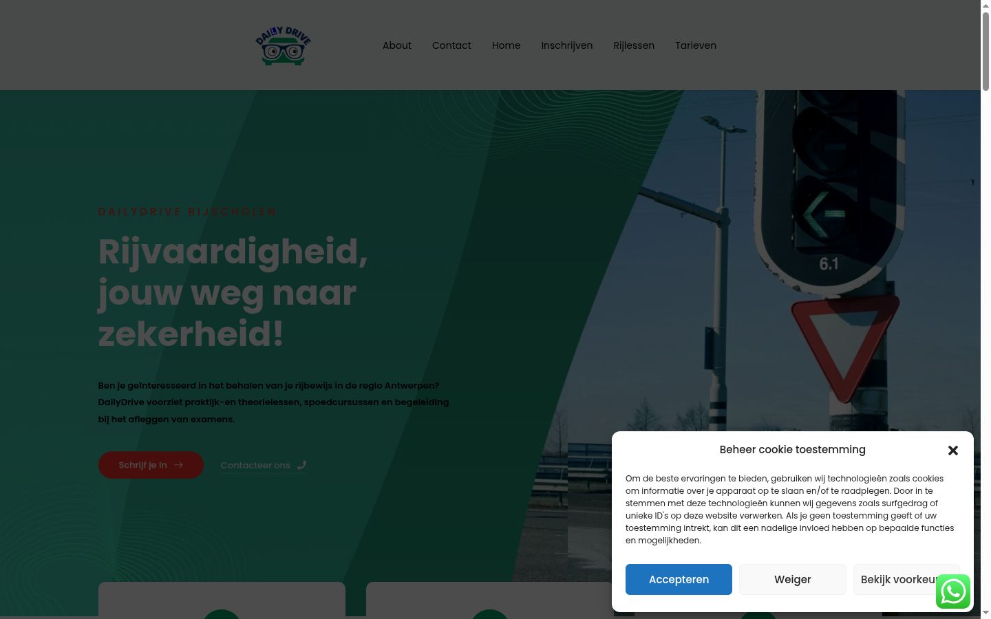 Screenshot van de toestemmingsbanner zoals getoond vóór enige interactie