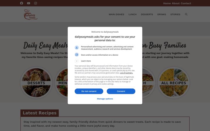 Screenshot of dailyeasymeals.com