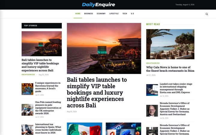 Screenshot of dailyenquire.com