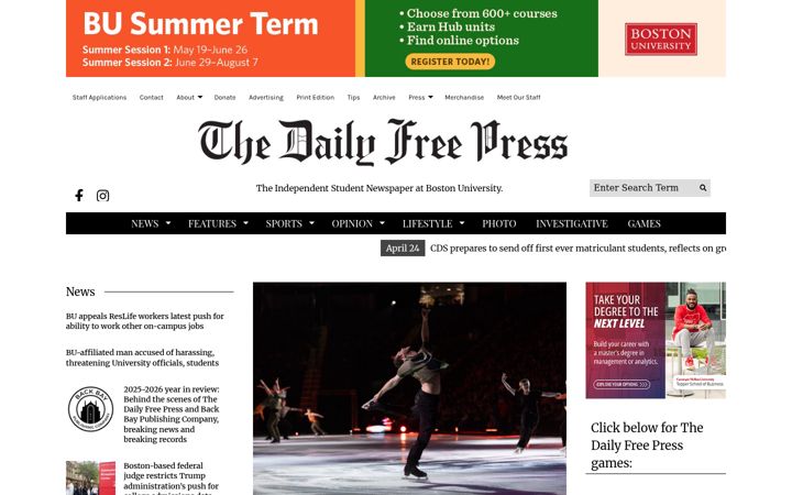 Screenshot of dailyfreepress.com
