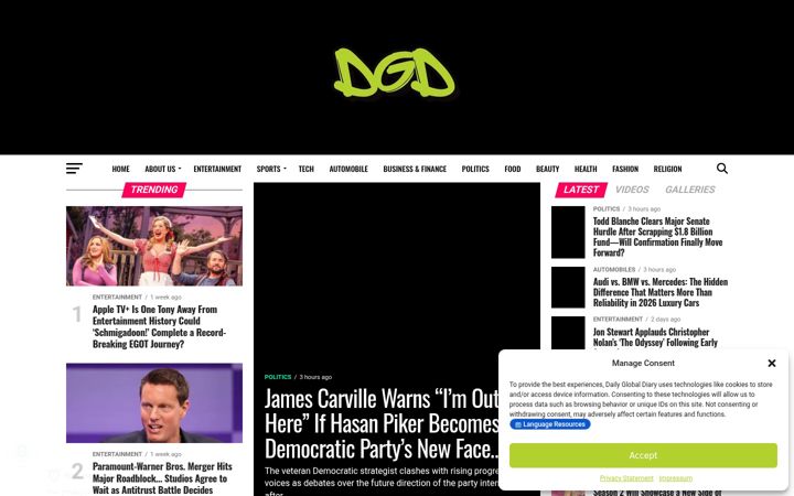 Screenshot of dailyglobaldiary.com