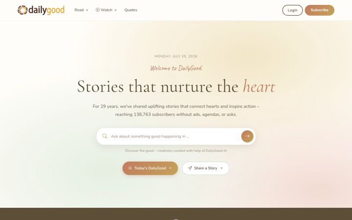 Screenshot of dailygood.org