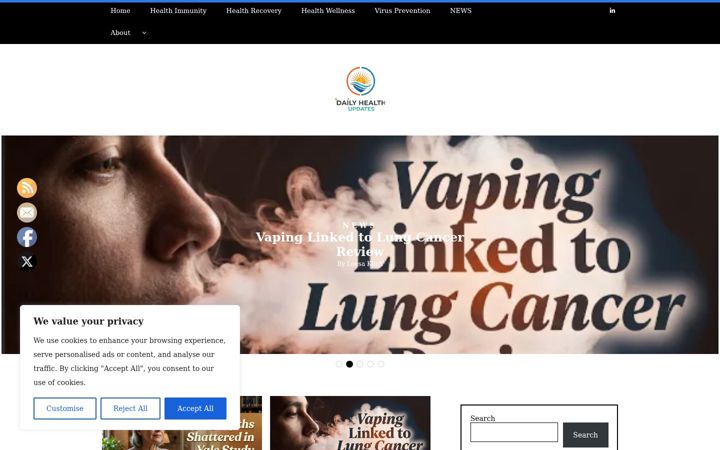 Snímek obrazovky dailyhealthupdates.org