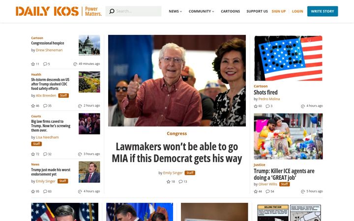 Captura de pantalla de dailykos.com