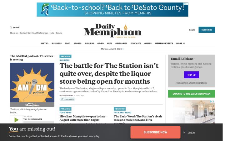 Screenshot of dailymemphian.com