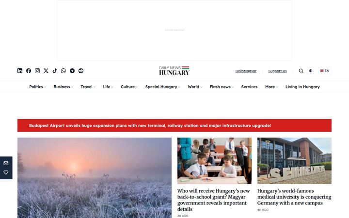 Screenshot of dailynewshungary.com